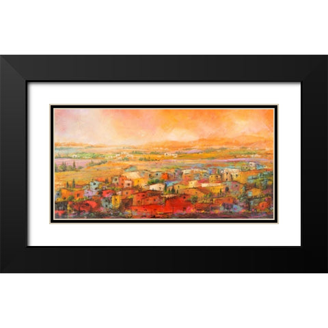 Villaggio delle colline Black Modern Wood Framed Art Print with Double Matting by Marzari, Tebo