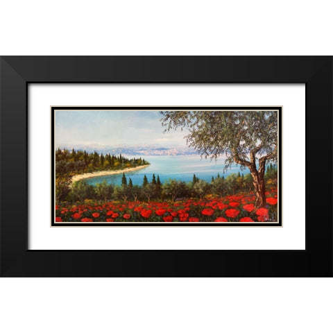 Papaveri sulla baia Black Modern Wood Framed Art Print with Double Matting by Marzari, Tebo