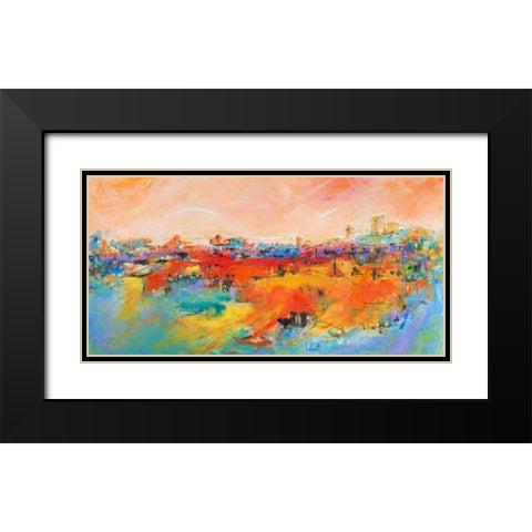 Citta sulla collina Black Modern Wood Framed Art Print with Double Matting by Marzari, Tebo