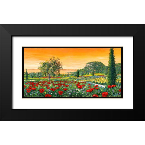 Le colline in fiore Black Modern Wood Framed Art Print with Double Matting by Marzari, Tebo