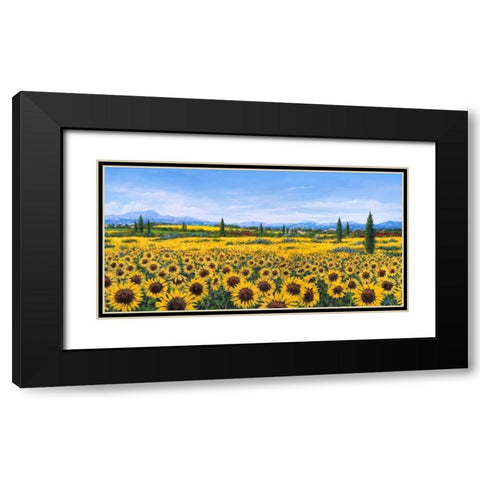 Girasoli Black Modern Wood Framed Art Print with Double Matting by Marzari, Tebo