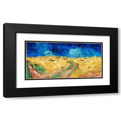 Wheat Field with Crows Black Modern Wood Framed Art Print with Double Matting by Van Gogh, Vincent