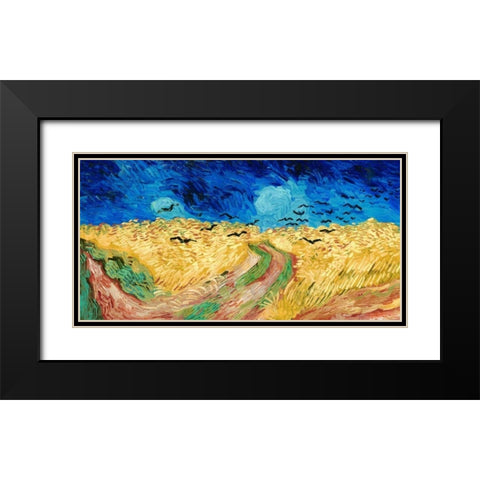 Wheat Field with Crows Black Modern Wood Framed Art Print with Double Matting by Van Gogh, Vincent