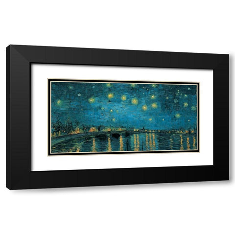 The Starry Night Black Modern Wood Framed Art Print with Double Matting by Van Gogh, Vincent