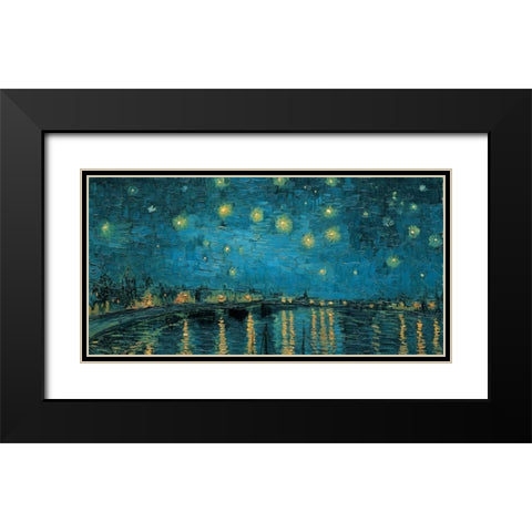 The Starry Night Black Modern Wood Framed Art Print with Double Matting by Van Gogh, Vincent