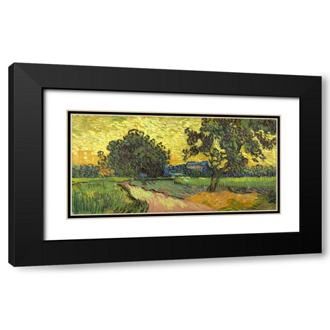 Landscape at twilight Black Modern Wood Framed Art Print with Double Matting by Van Gogh, Vincent