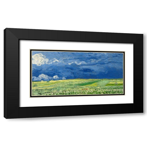 Wheatfield under thunderclouds Black Modern Wood Framed Art Print with Double Matting by Van Gogh, Vincent