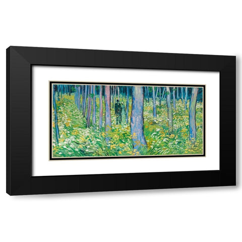 Undergrowth with two figures Black Modern Wood Framed Art Print with Double Matting by van Gogh, Vincent