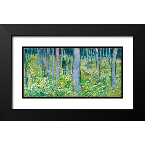 Undergrowth with two figures Black Modern Wood Framed Art Print with Double Matting by van Gogh, Vincent