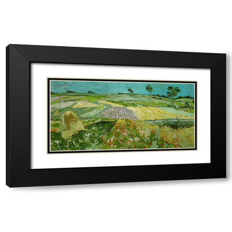La plaine dAuvers Black Modern Wood Framed Art Print with Double Matting by Van gogh, Vincent