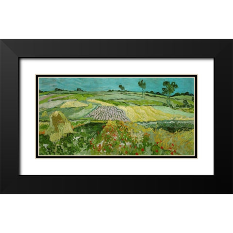 La plaine dAuvers Black Modern Wood Framed Art Print with Double Matting by Van gogh, Vincent