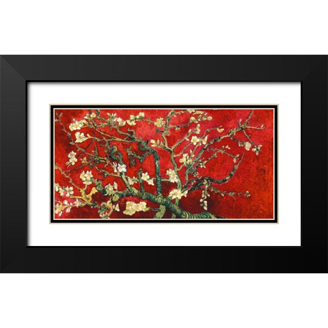 Mandorlo in fiore (red variation, detail) Black Modern Wood Framed Art Print with Double Matting by Van Gogh, Vincent