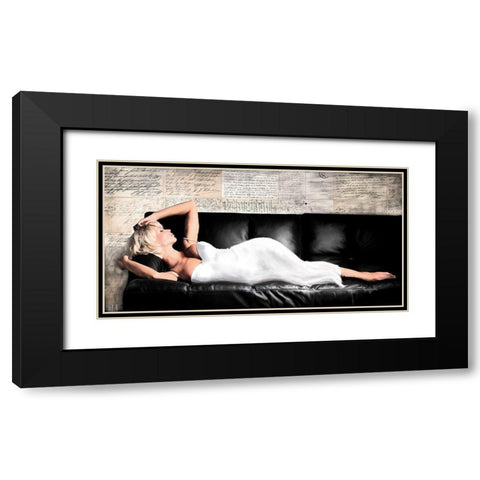 Reclined Beauty I Black Modern Wood Framed Art Print with Double Matting by Haal, Van