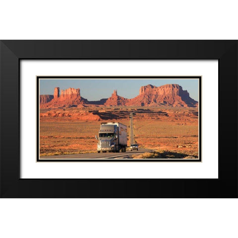 Highway Monument Valley USA Black Modern Wood Framed Art Print with Double Matting by Ratsenskiy, Vadim