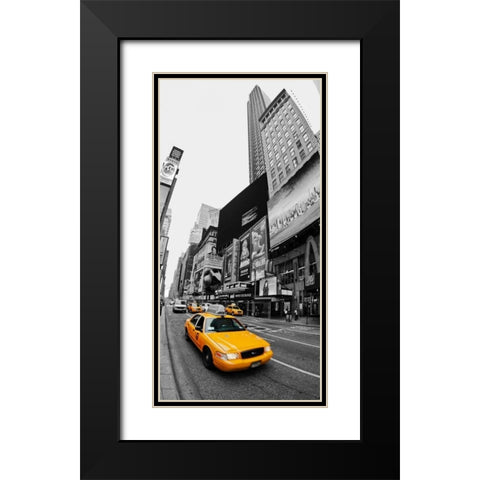 Taxi in Times Square, NYC Black Modern Wood Framed Art Print with Double Matting by Ratsenskiy, Vadim
