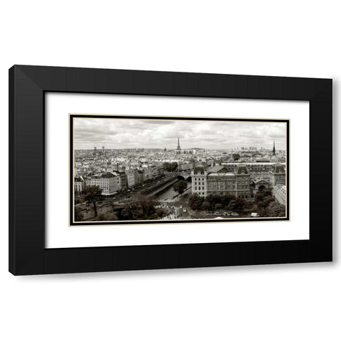 Paris Panorama Black Modern Wood Framed Art Print with Double Matting by Ratsenskiy, Vadim