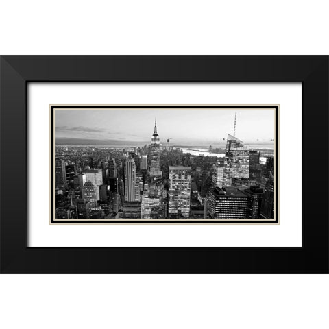 Aerial view of Manhattan, NYC Black Modern Wood Framed Art Print with Double Matting by Ratsenskiy, Vadim