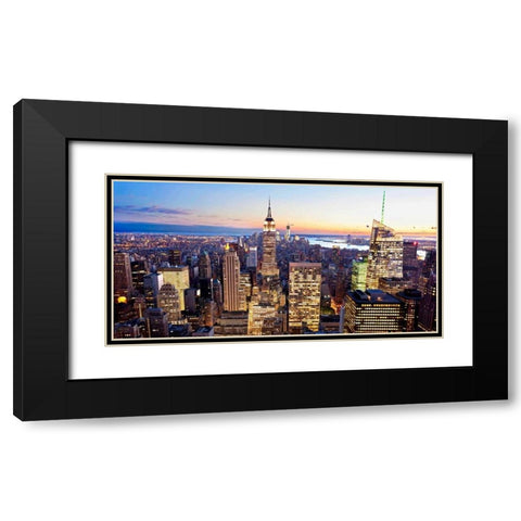 Aerial view of Manhattan, NYC Black Modern Wood Framed Art Print with Double Matting by Ratsenskiy, Vadim