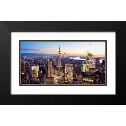 Aerial view of Manhattan, NYC Black Modern Wood Framed Art Print with Double Matting by Ratsenskiy, Vadim