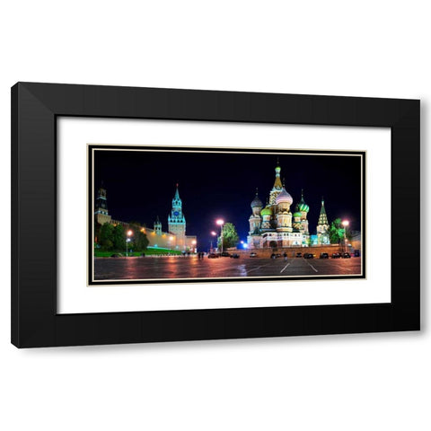 Red Square at night Moscow Black Modern Wood Framed Art Print with Double Matting by Ratsenskiy, Vadim
