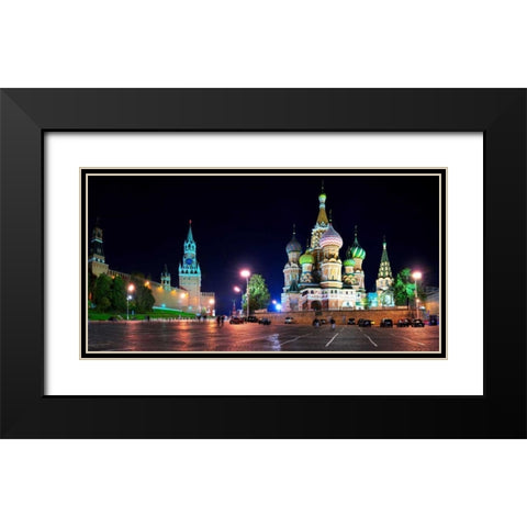 Red Square at night Moscow Black Modern Wood Framed Art Print with Double Matting by Ratsenskiy, Vadim