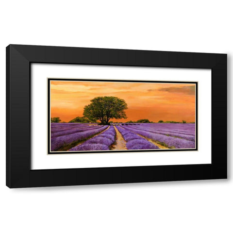 Campo al tramonto Black Modern Wood Framed Art Print with Double Matting by Sella, Valerio