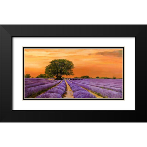 Campo al tramonto Black Modern Wood Framed Art Print with Double Matting by Sella, Valerio
