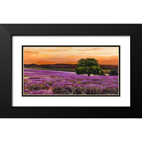 Campo di lavanda Black Modern Wood Framed Art Print with Double Matting by Sella, Valerio