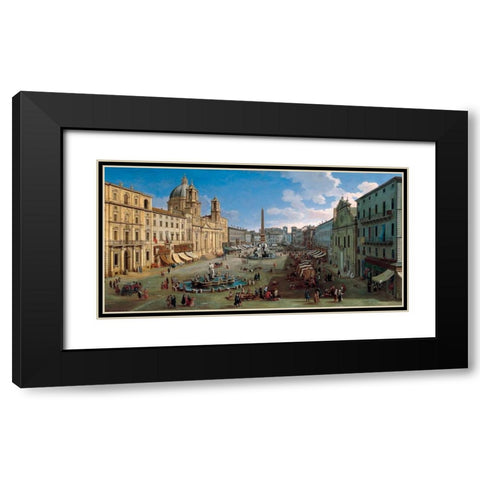 Piazza Navona Rome Black Modern Wood Framed Art Print with Double Matting by van Wittel, Gaspar