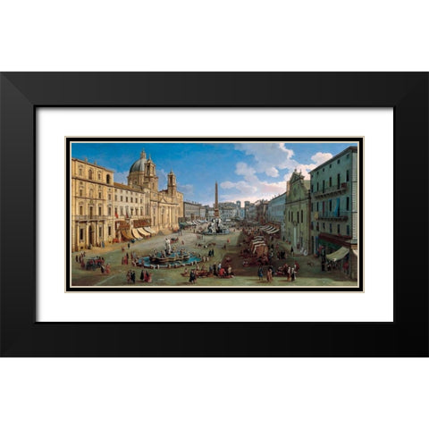 Piazza Navona Rome Black Modern Wood Framed Art Print with Double Matting by van Wittel, Gaspar