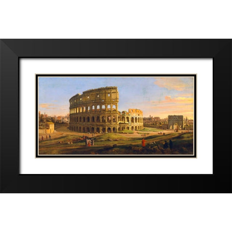 Veduta del Colosseo Black Modern Wood Framed Art Print with Double Matting by Van Wittel, Gaspar