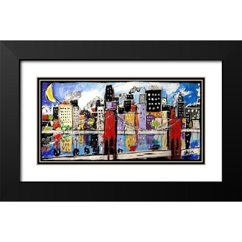 Citycolor Black Modern Wood Framed Art Print with Double Matting by Wallas