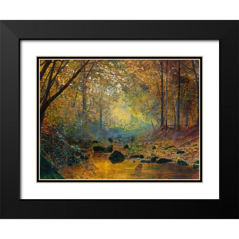 On the River Greta England Black Modern Wood Framed Art Print with Double Matting by Grimshaw, John Atkinson