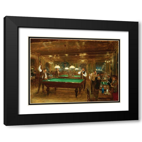 The Billiards Black Modern Wood Framed Art Print with Double Matting by Beraud, Jean