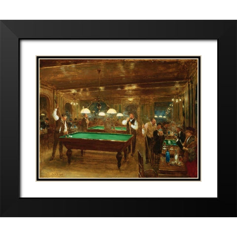 The Billiards Black Modern Wood Framed Art Print with Double Matting by Beraud, Jean
