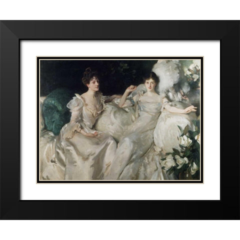 The Wyndham Sisters Black Modern Wood Framed Art Print with Double Matting by Sargent, John Singer