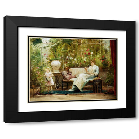 A Willing Helper Black Modern Wood Framed Art Print with Double Matting by Munkacsy, Mihaly