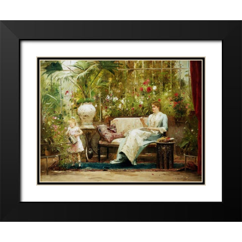 A Willing Helper Black Modern Wood Framed Art Print with Double Matting by Munkacsy, Mihaly
