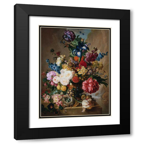 Poppies Peonies and other Flowers in a Terracotta Vase Black Modern Wood Framed Art Print with Double Matting by van Os, Jan