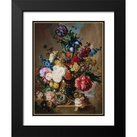Poppies Peonies and other Flowers in a Terracotta Vase Black Modern Wood Framed Art Print with Double Matting by van Os, Jan