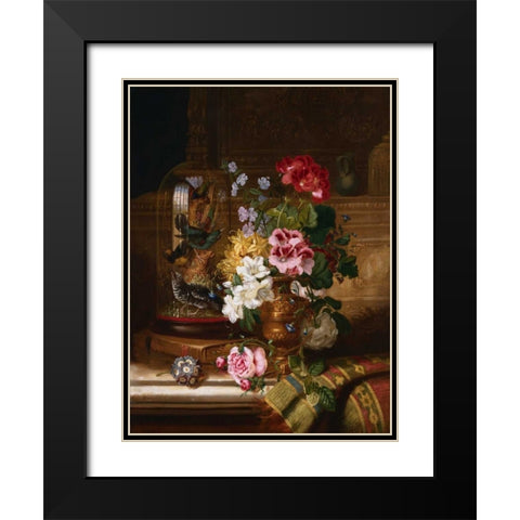 A Vase of Assorted Flowers Black Modern Wood Framed Art Print with Double Matting by Wainwright, William John