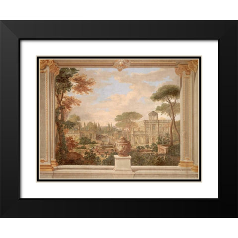 Fresco of Rome landscape Black Modern Wood Framed Art Print with Double Matting by Anonymous
