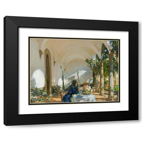 Breakfast in the Loggia Black Modern Wood Framed Art Print with Double Matting by Sargent, John Singer
