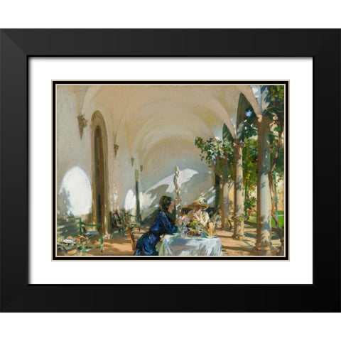 Breakfast in the Loggia Black Modern Wood Framed Art Print with Double Matting by Sargent, John Singer