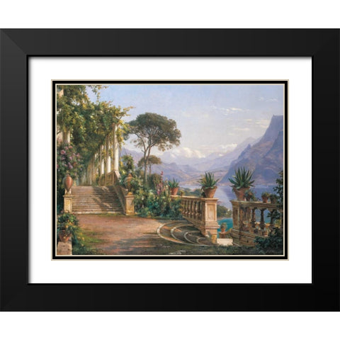 Lodge on Lake Como Black Modern Wood Framed Art Print with Double Matting by Aagaard, Carl Frederic