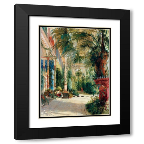 Das Innere des Palmenhauses Black Modern Wood Framed Art Print with Double Matting by Blechen, Carl