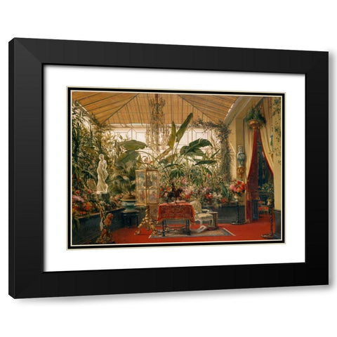 Veranda de la Princesse Mathilde Black Modern Wood Framed Art Print with Double Matting by Giraud, Charles