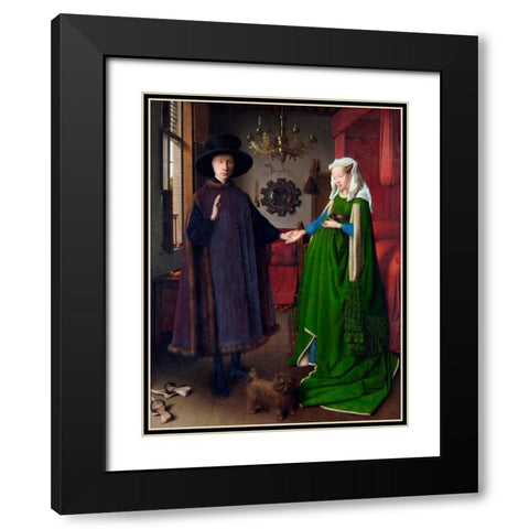 I coniugi Arnolfini Black Modern Wood Framed Art Print with Double Matting by Van Eyck, Jan