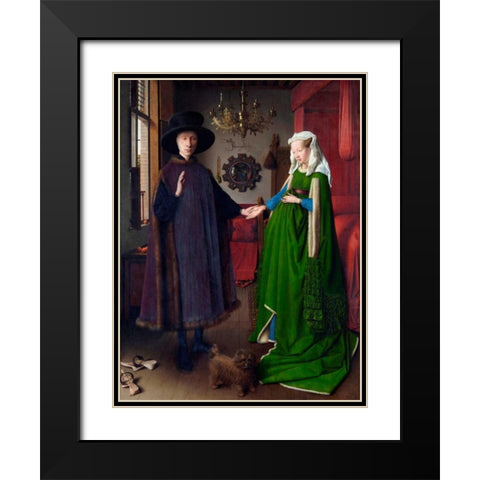 I coniugi Arnolfini Black Modern Wood Framed Art Print with Double Matting by Van Eyck, Jan
