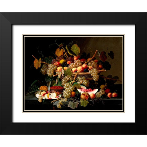 Still Life with Fruit Black Modern Wood Framed Art Print with Double Matting by Roesen, Severin
